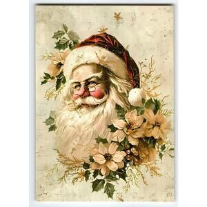 Vintage Christmas Jolly Saint Nick Santa Claus Lithograph Postcard 5.5x4 in